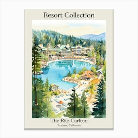 Poster Of The Ritz Carlton, Lake Tahoe   Truckee, California  Resort Collection Storybook Illustration 3 Canvas Print