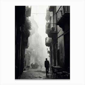 Naples, Italy, Mediterranean Black And White Photography Analogue 2 Canvas Print
