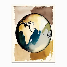 World Globe Symbol Abstract Painting Canvas Print