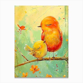 Mother And Baby Bird Canvas Print