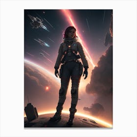 Default Cyberpunk Female Astronaut In Space Exploding Planets 0 7f3e4a3c Fb64 4700 B8fe 8fc76285a9d9 1 Canvas Print