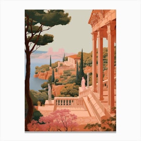 Mallorca Spain 3 Vintage Pink Travel Illustration Canvas Print