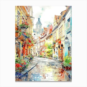 Prague Watercolor Painting Travel Canvas Print