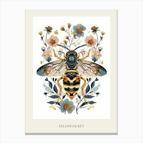 Colourful Insect Illustration Yellowjacket 13 Poster Canvas Print