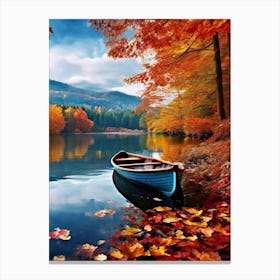 Autumn Leaves On A Lake Canvas Print
