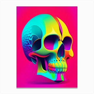 Skull With Vibrant Colors 1 Pop Art Canvas Print