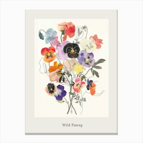 Wild Pansy 3 Collage Flower Bouquet Poster Canvas Print