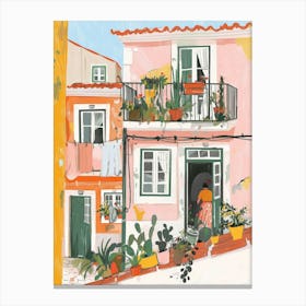 Pink Houses In Portugal Canvas Print