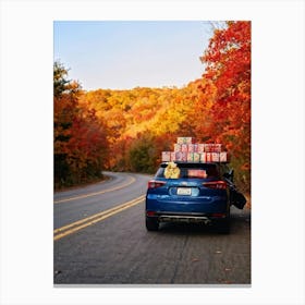 Car With Presents On Top Canvas Print