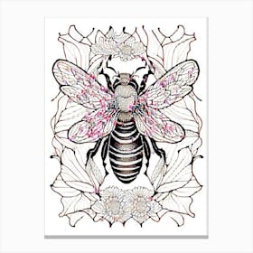 Sting Bee Pink William Morris Style Canvas Print