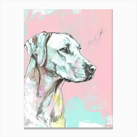Pointer Dog Pastel Line Watercolour Illustration 1 Canvas Print