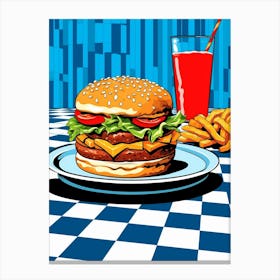 Hamburger Blue Checkerboard 2 Canvas Print