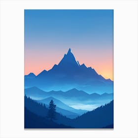 Misty Mountains Vertical Composition In Blue Tone 98 Canvas Print