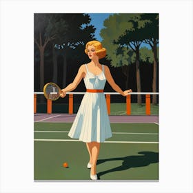 Woman On A Tennis Court Canvas Print