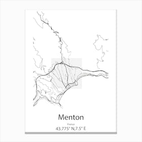 Menton,France Minimalist Map Canvas Print