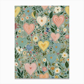 Hearts And Flowers 1 Canvas Print