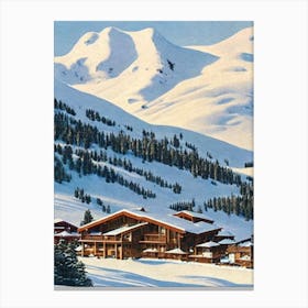 Perisher, Australia Ski Resort Vintage Landscape 2 Skiing Poster Canvas Print
