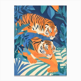 Two Tigers In The Jungle Canvas Print