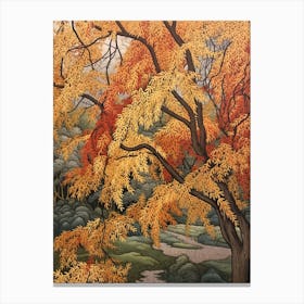 Willow 3 Vintage Autumn Tree Print  Canvas Print