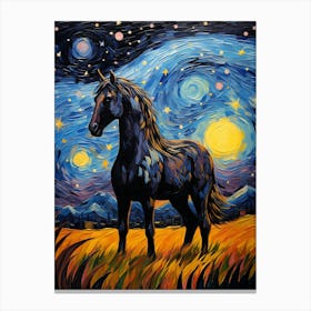 Starry Night Horse Painting Canvas Print