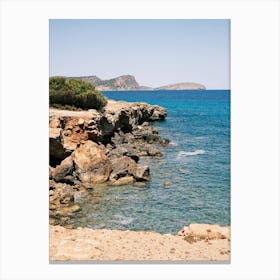 Rocky Coast & Blue Sea // Ibiza Nature & Travel Photography Canvas Print