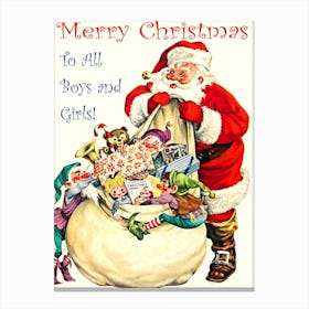 Santa Claus With Christmas Toy Bag Canvas Print