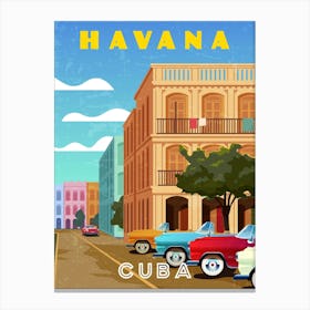 Havana, Cuba — Retro travel minimalist poster Canvas Print