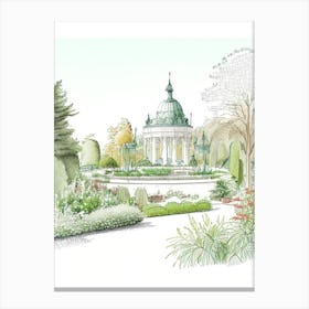 Schönbrunn Palace Gardens, Austria Vintage Pencil Drawing Canvas Print