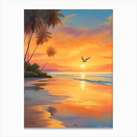 Sunset At The Beach Canvas Print