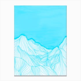 Lines In The Mountains   Aqua Canvas Print