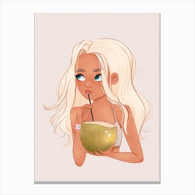 Coconut Beach Girl Canvas Print