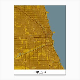 Chicago Illinois Yellow Blue Canvas Print