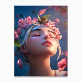 Girl With Flowers In Her Hair 1 Canvas Print