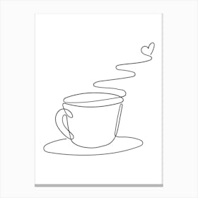 Cup Of Coffee hand drawing minimalist line art Canvas Print