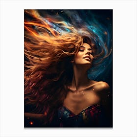 Beautiful Girl With Fire In Her Hair Canvas Print