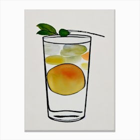 Lynchburg Lemonade Minimal Line Drawing With Watercolour Cocktail Poster Canvas Print