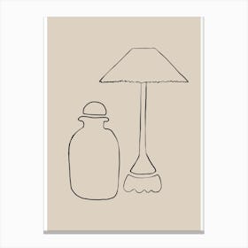 Lamp And Vase Line Drawing Canvas Print