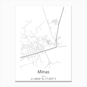 Minas De Matahambre,Cuba Minimalist Map Canvas Print