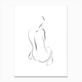 Morning Contemplation - Nude Line Art Canvas Print