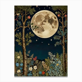 Moonlight In The Woods Style William Morris Art Print 2 Canvas Print