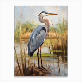 Bird Painting Great Blue Heron 4 Canvas Print