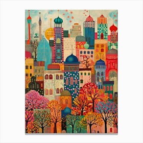Kitsch Colourful Cityscape 3 Canvas Print