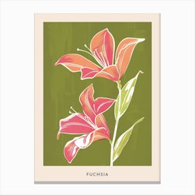 Pink & Green Fuchsia 2 Flower Poster Canvas Print