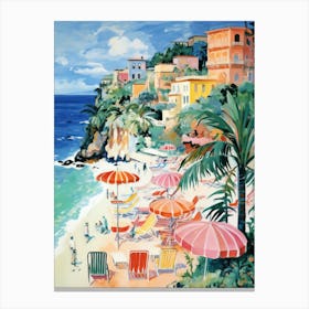 Tropea, Calabria   Italy Beach Club Lido Watercolour 4 Canvas Print