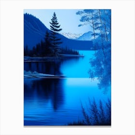 Blue Lake Landscapes Waterscape Crayon 2 Canvas Print