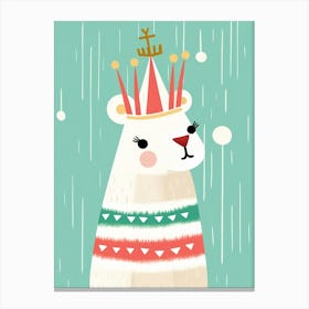Little Llama 1 Wearing A Crown Canvas Print