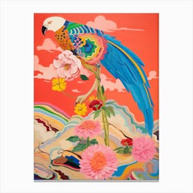 Maximalist Bird Painting Macaw 2 Canvas Print