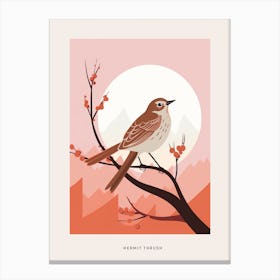 Minimalist Hermit Thrush 2 Bird Poster Canvas Print