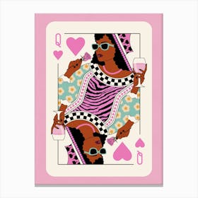 Black Queen Of Hearts Canvas Print