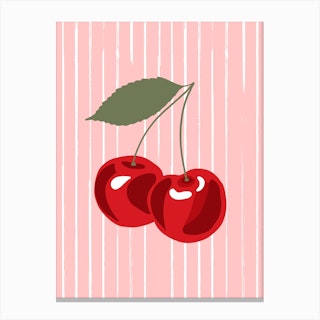 Cherry Stripe Canvas Print